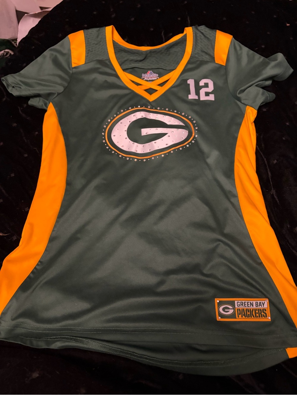 Aaron Rodgers Majestic Green & Gold Women’s Football Jersey Tee